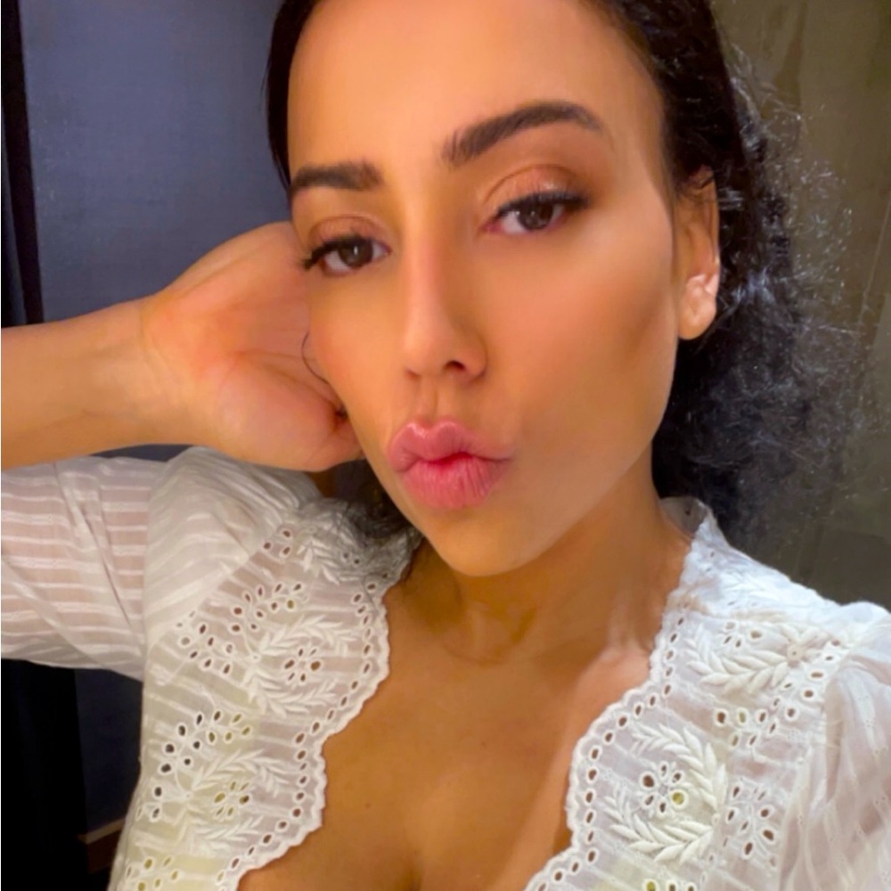 LoveShackFancy. Vintage cream, eyelet, wrap top, ultra feminine, light weight.